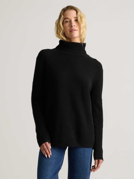 Quince Sweaters - Quince Black 100% Organic Cotton Turtleneck Sweater XL